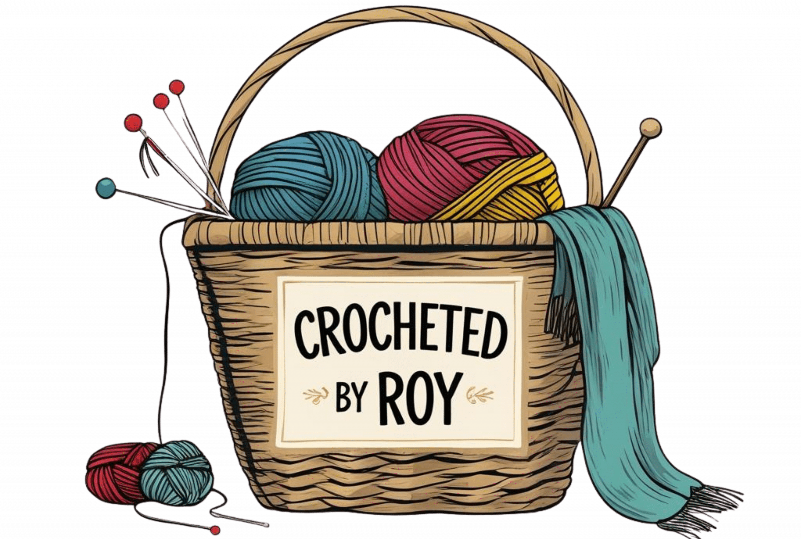 Vintage Hand-Drawn Logo for Crocheted By Roy (6000 x 4041 px)